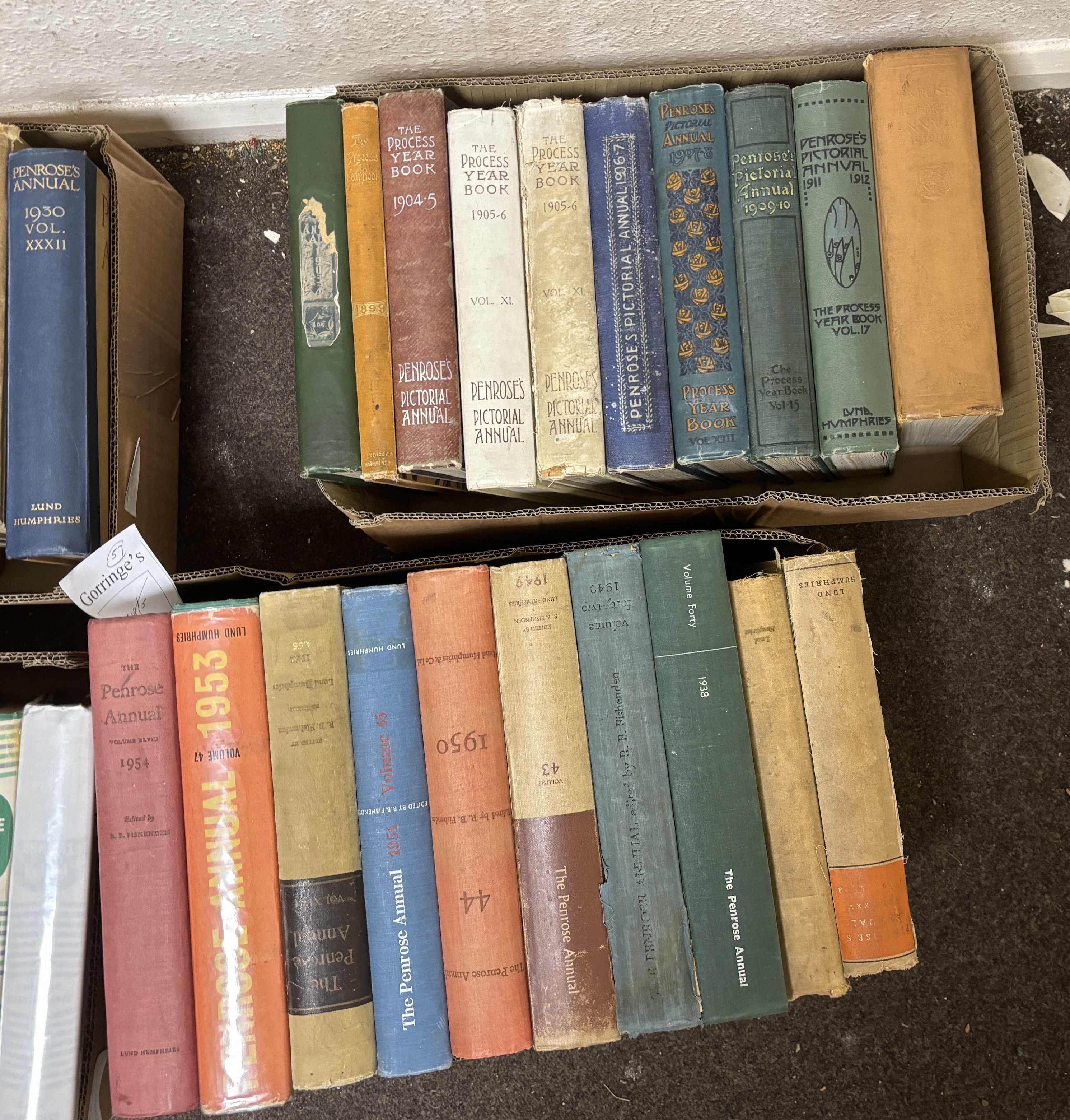 The Penrose Annual - Review of the Graphic Arts, for the years 1899, 1903-07, 1909, 1911-13, 1916, 1920-21, 1923 (3 copies), 1925-26, 1928, 1930, 1932-33, 1938, 1940, 1949-1962, 1964-1970, 1973-1982, (57 books, includes